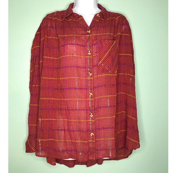 Free People Break My Stride Metallic Plaid Tunic - Picture 4 of 5